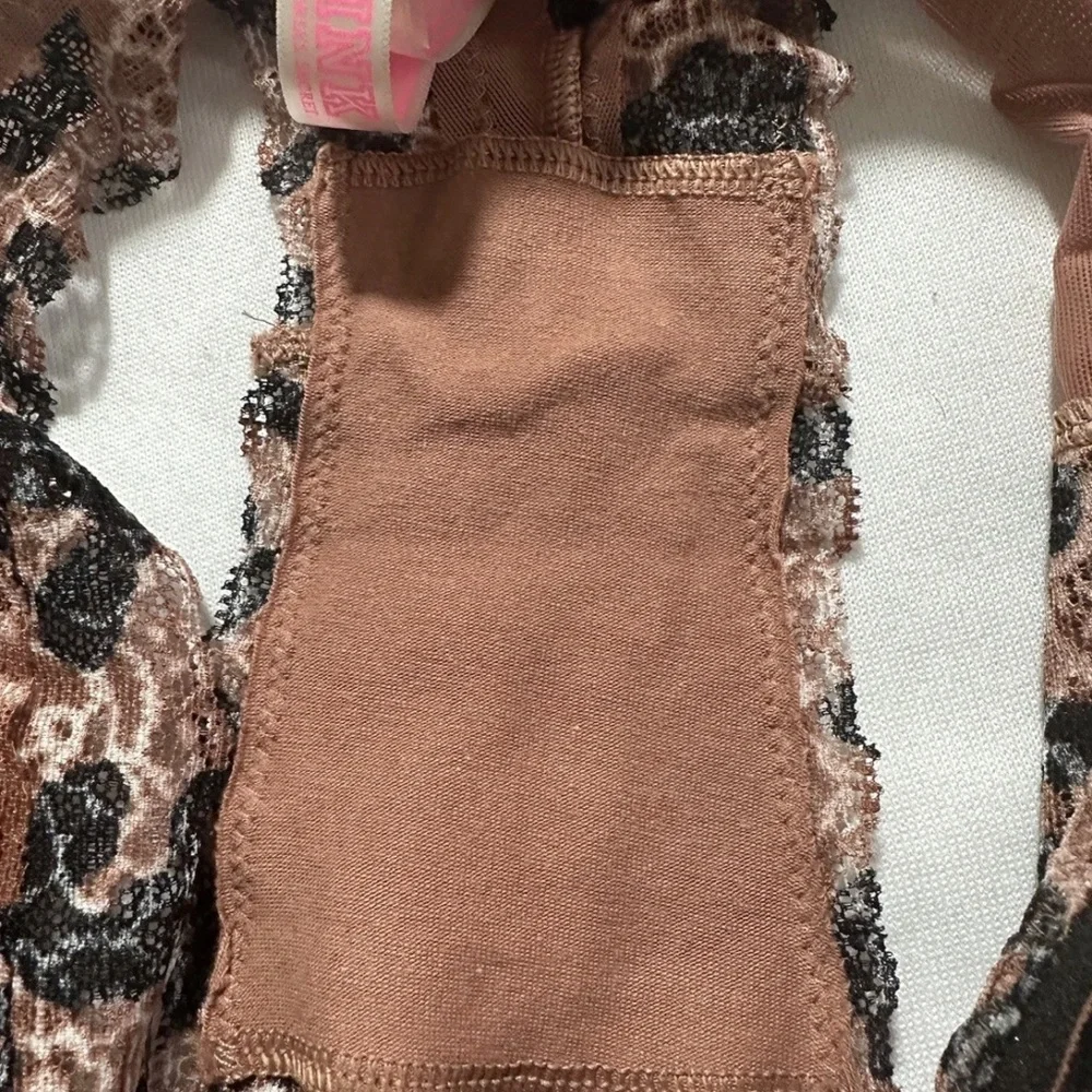 Victoria's Secret PINK Leopard Lace Cheekster Panty- Brown & Black
